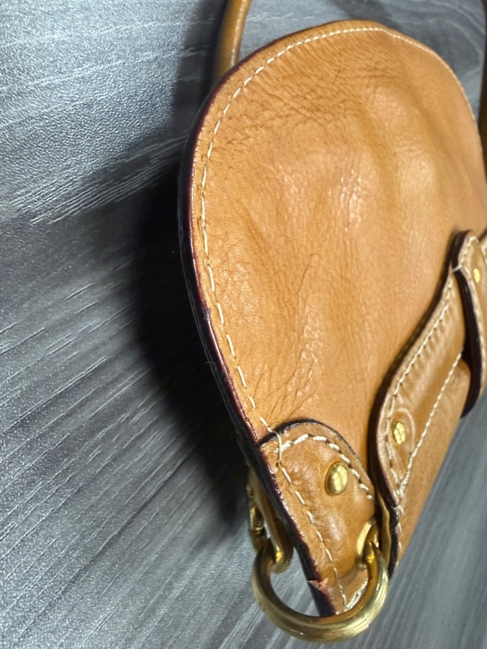 Michael Kors brown tan flap leather purse studded trim Shoulder Bag Clutch - Picture 10 of 13